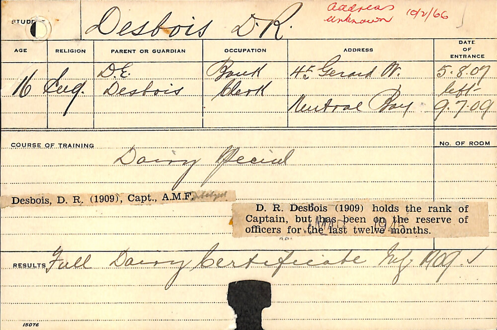 DESBOIS, DR (Certificate - Full Dairy)