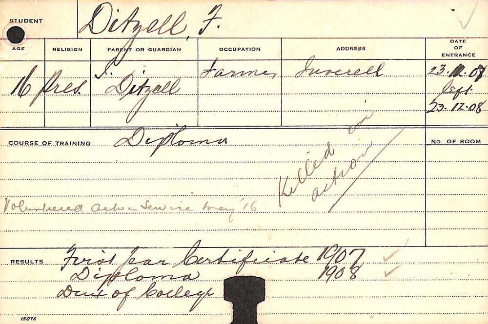 DITZELL, Fred (Hawkesbury Diploma of Agriculture (HDA))