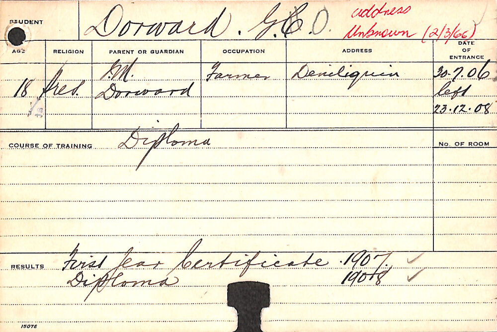 DORWARD, GO (Hawkesbury Diploma of Agriculture (HDA))