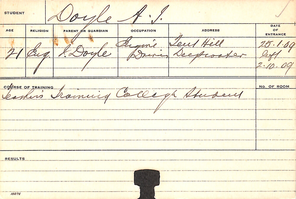 DOYLE, AJ (Teachers Training College Student)