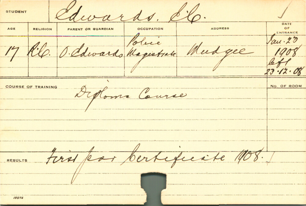 EDWARDS, EC (First Year Diploma Course)