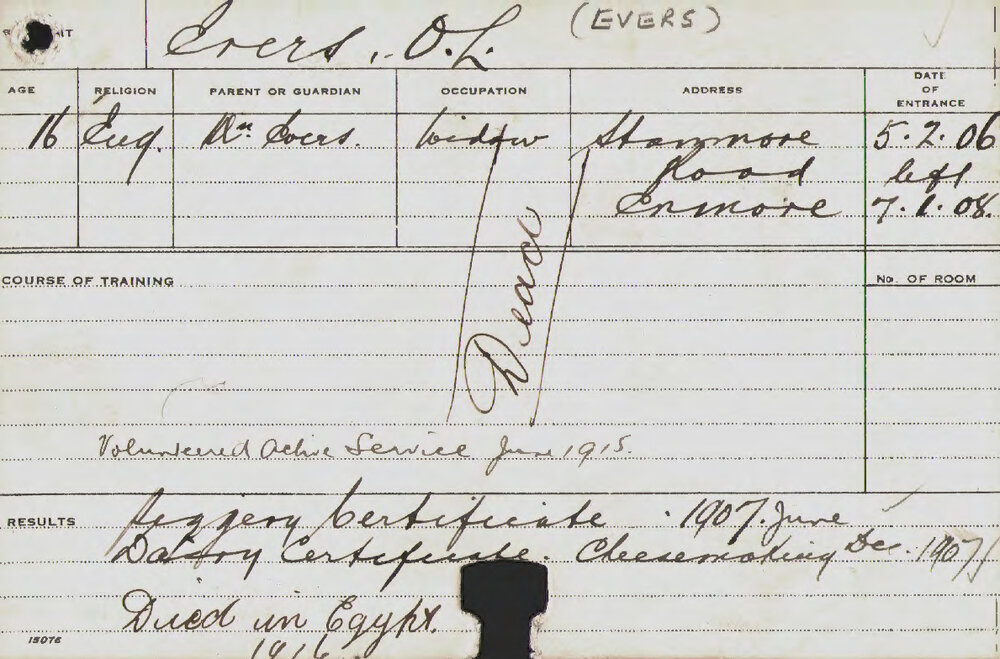 EVERS, OL (Certificate - Piggery, Dairy &amp; Cheesemaking)