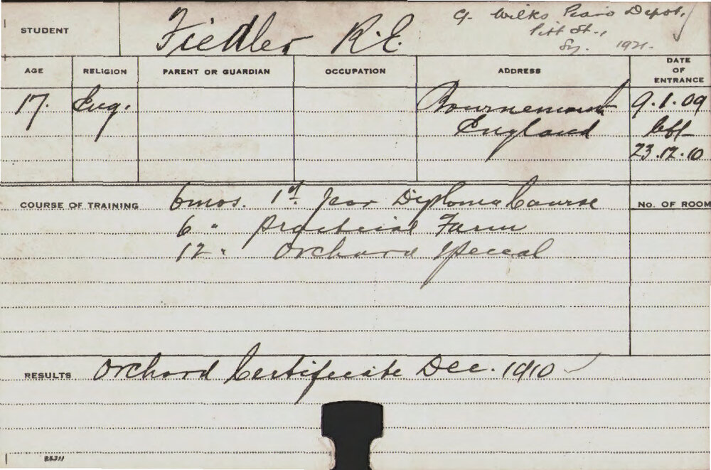 FIEDLER, RE (Practical - Farm &amp; Certificate - Orchard)