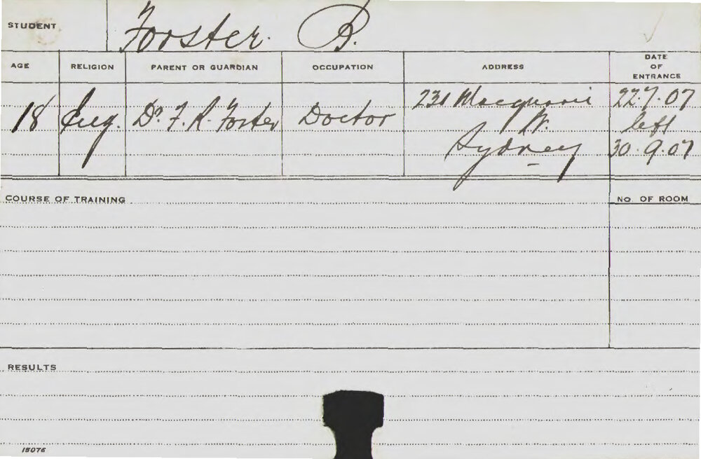 FORSTER, B (Course Not Identified)