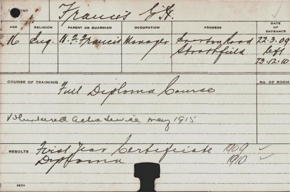 FRANCIS, GH (Hawkesbury Diploma of Agriculture (HDA))