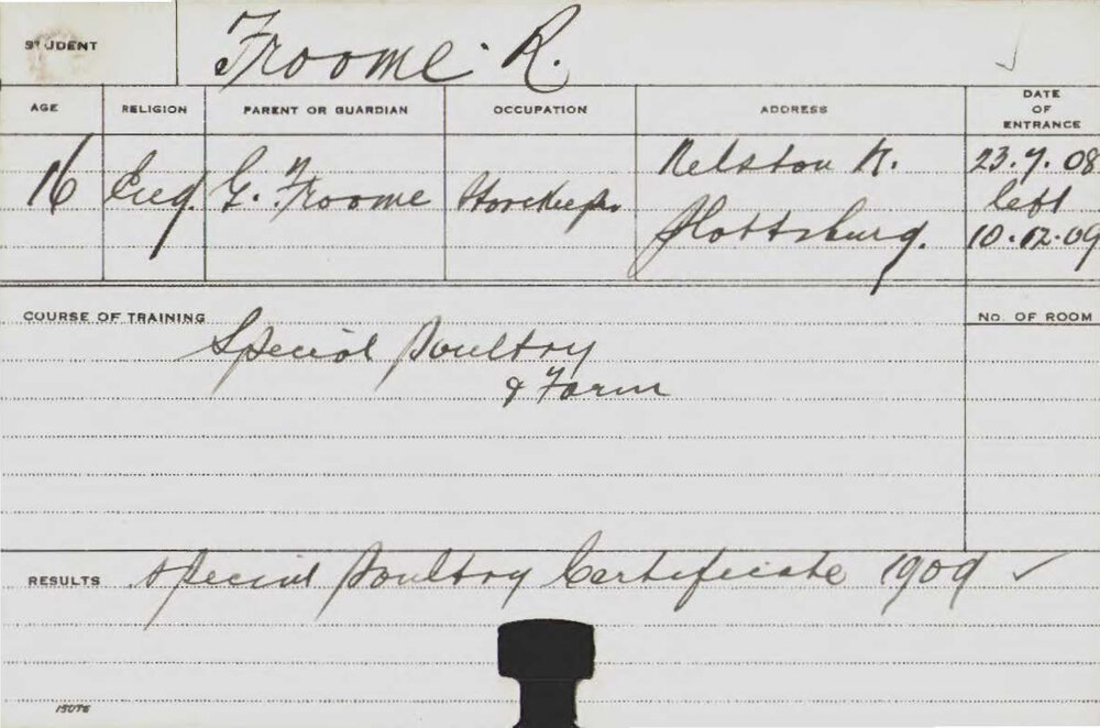 FROOME, R (Special Course - Poultry &amp; Farm)