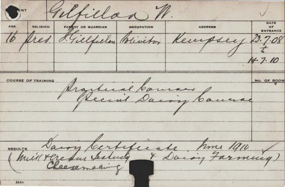 GILFILLAN, W (Practical Courses &amp; Practical Dairy Course)