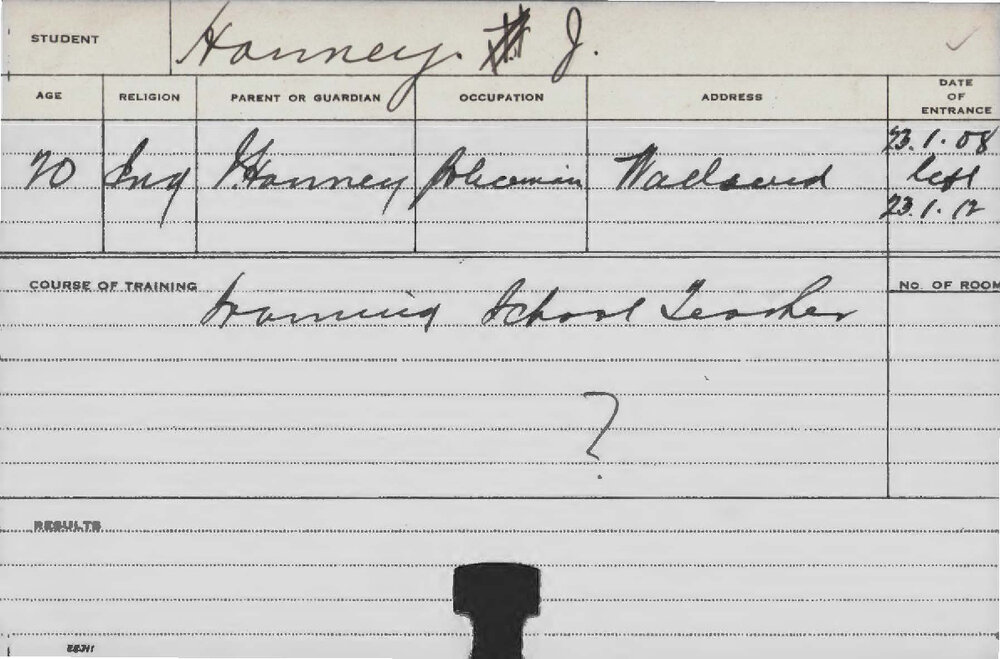 HANNEY, J (Training School Teacher)