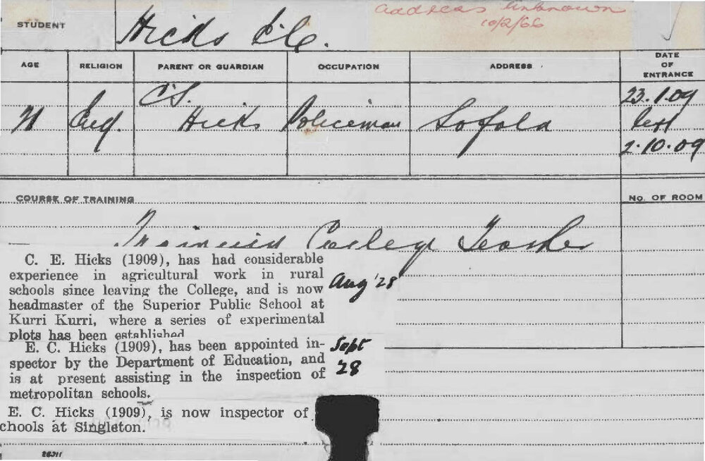 HICKS, CE (Training College Teacher)