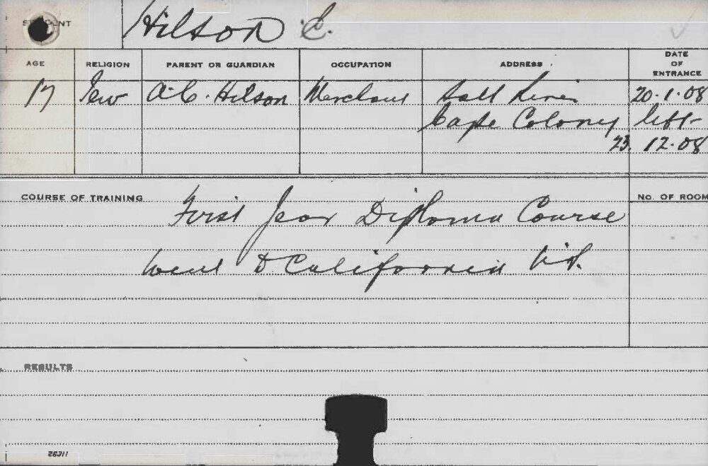 HILSON, Edward (First year diploma course)