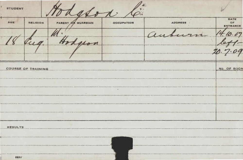 HODGSON, C (Course Not Identified)