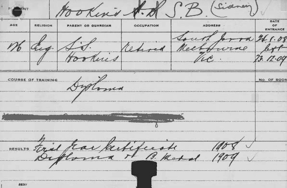 HOOKINS, Sidney B (Diploma)