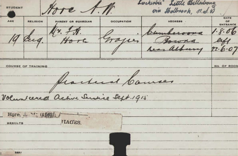 HORE, Arnold W (Practical Courses)