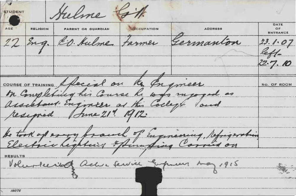 HULME, GW (Special Course - Engineer)