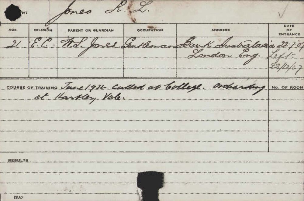 JONES, RL (Course Not Identified)