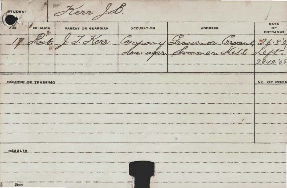 KERR, JB (Practical Class and Diploma?)