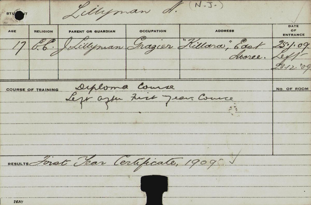 LILLYMAN, Norman Joseph (Hawkesbury Diploma of Agriculture (HDA) - First Year Certificate only)