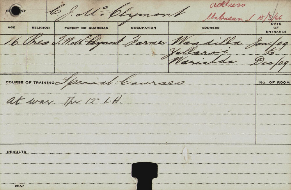 MCCLYMONT, CJ (Special Courses)