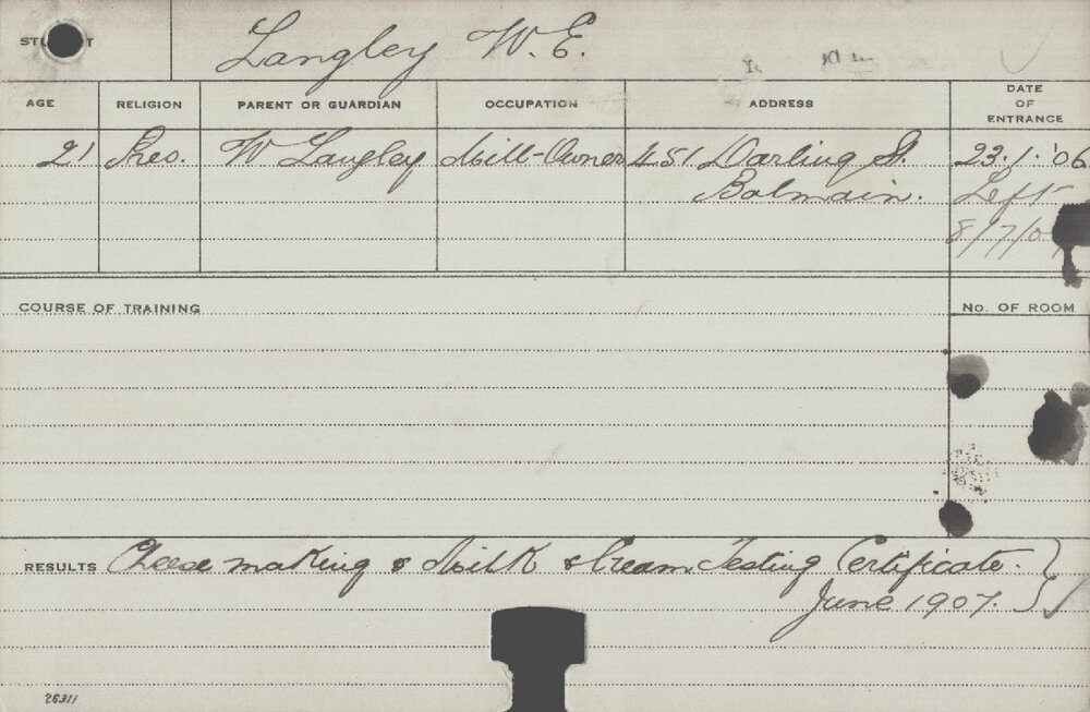 LANGLEY, WE (Cheese Making, Milk &amp; Cream Testing Certificate)