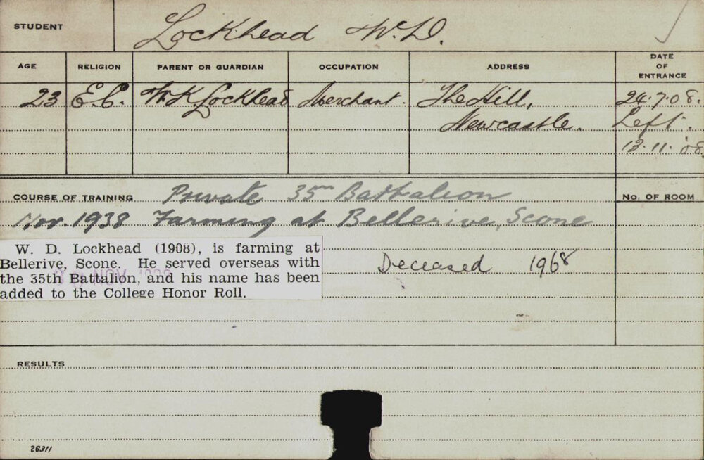 LOCKHEAD, WD (Course Not Identified)
