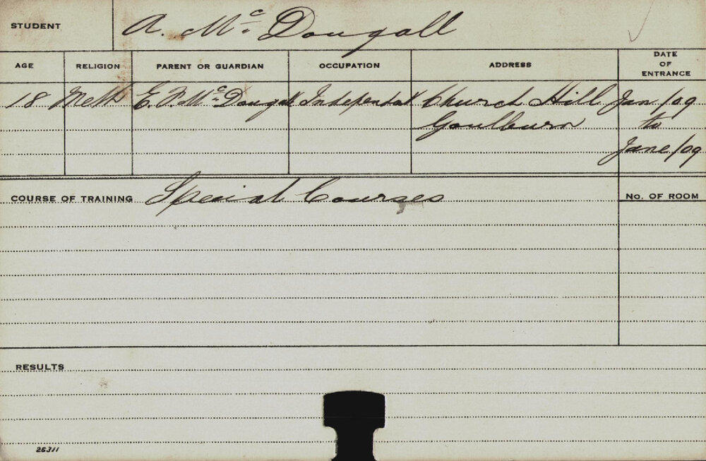 MCDOUGALL, A (Special Courses)