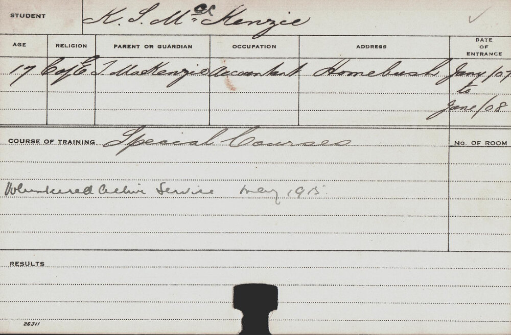 MACKENZIE, KJ (Special Courses)