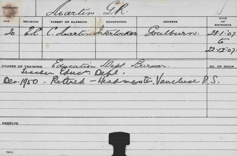 MARTIN, GR (Course Not Identified)