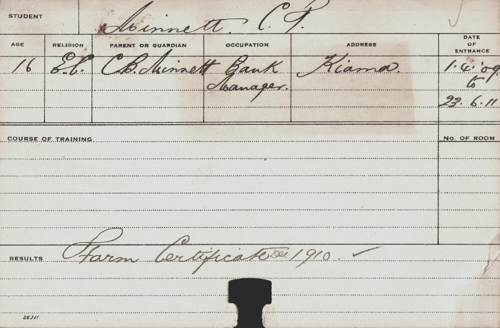 MINNETT, CP (Farm Certificate)