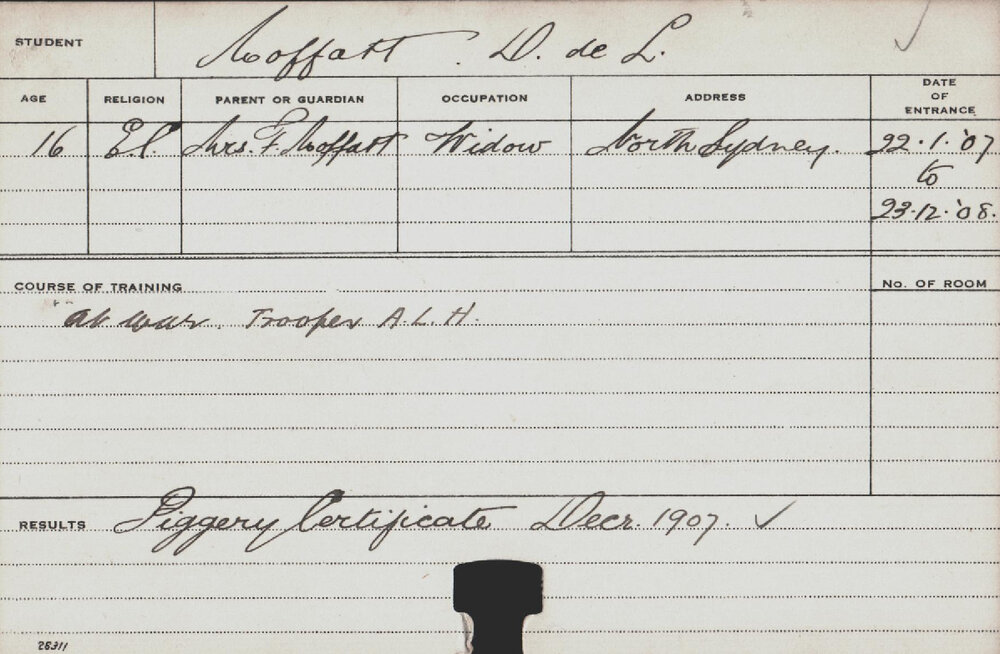 MOFFATT, D de L (Certificate - Piggery)