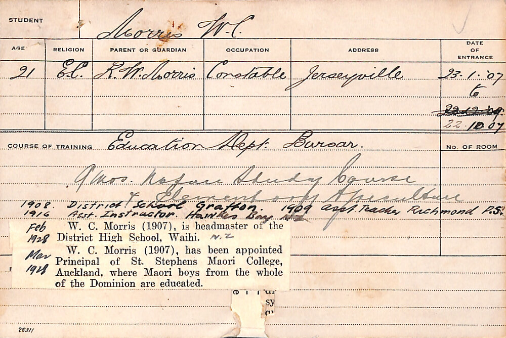 MORRIS, WC (Course Not Identified)