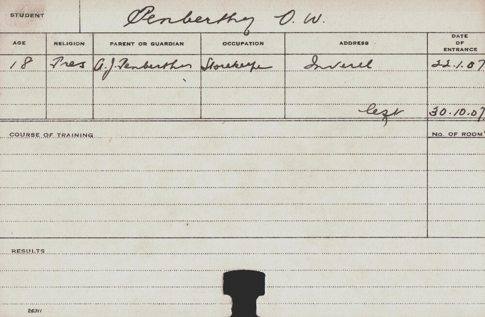 PENBERTHY, OW (Course Not Identified)