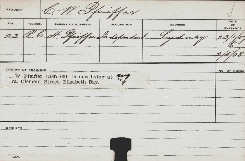 PFEIFFER, CW (Course Not Identified)