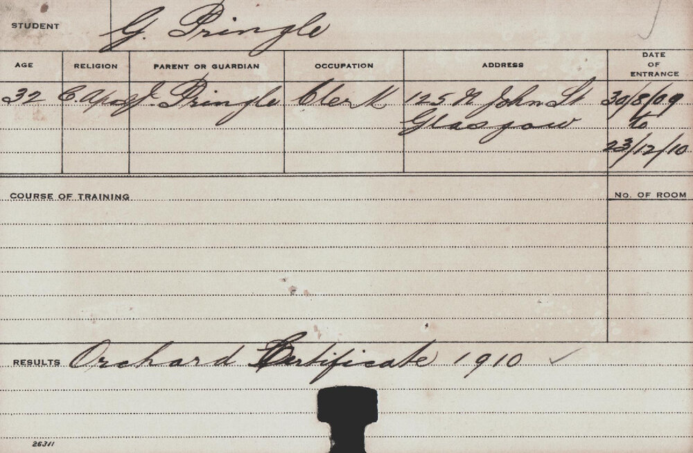 PRINGLE, G (Certificate - Orchard)