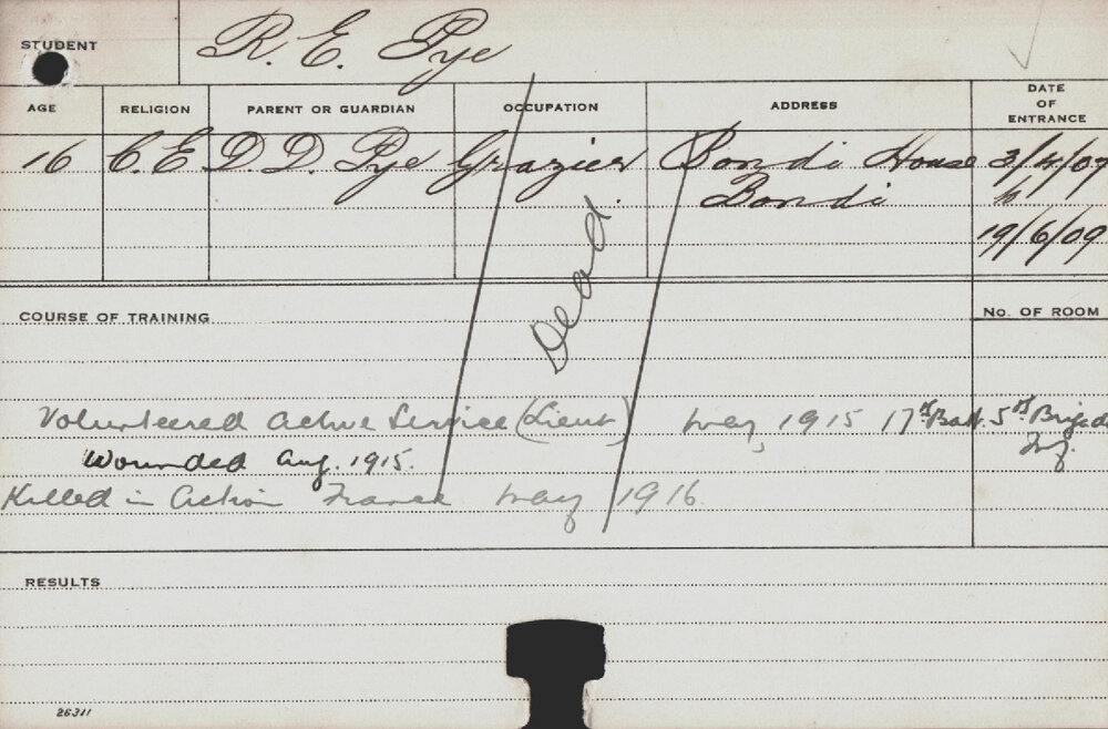 PYE, Ray E (Diploma?)