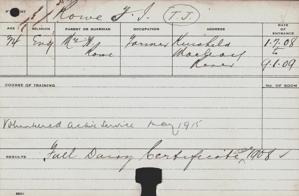 ROWE, TJ (Full Dairy Certificate)