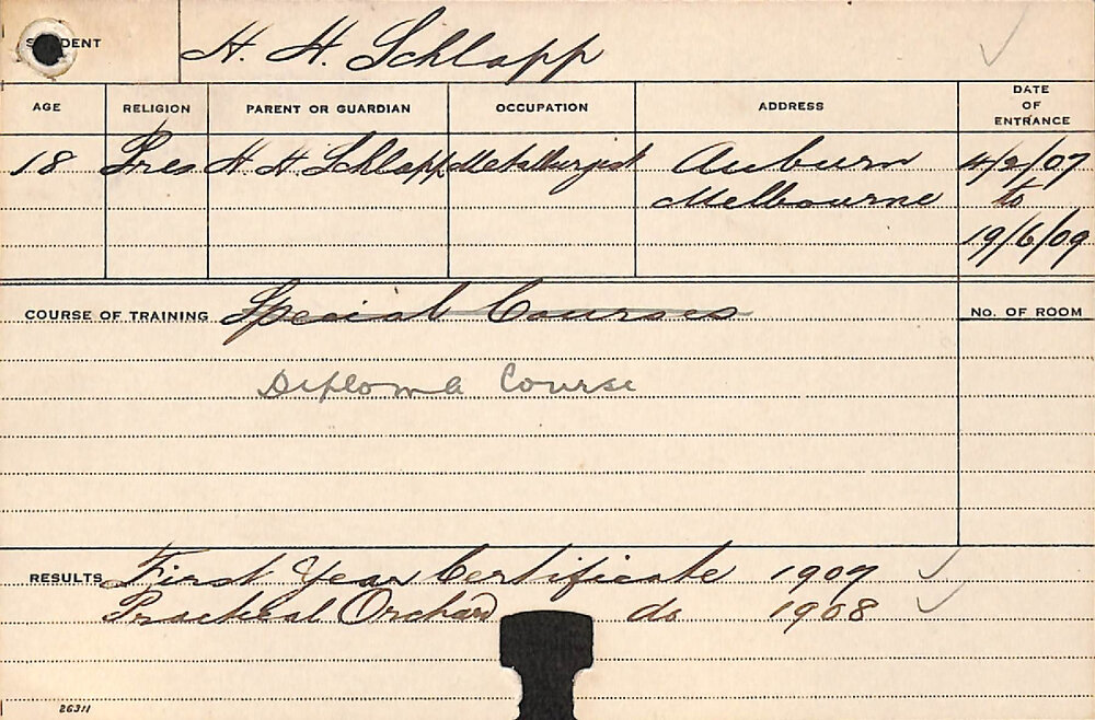SCHLAPP, Hugo H (Diploma Course)