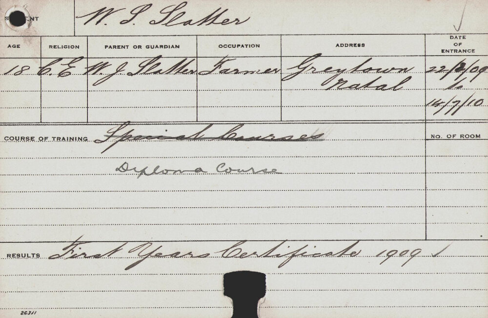 SLATTER, WS (Diploma Course)