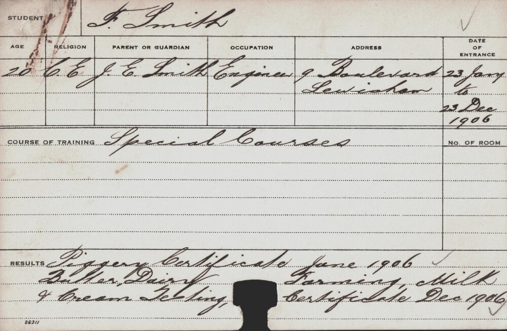 SMITH, Frank (Special Courses)