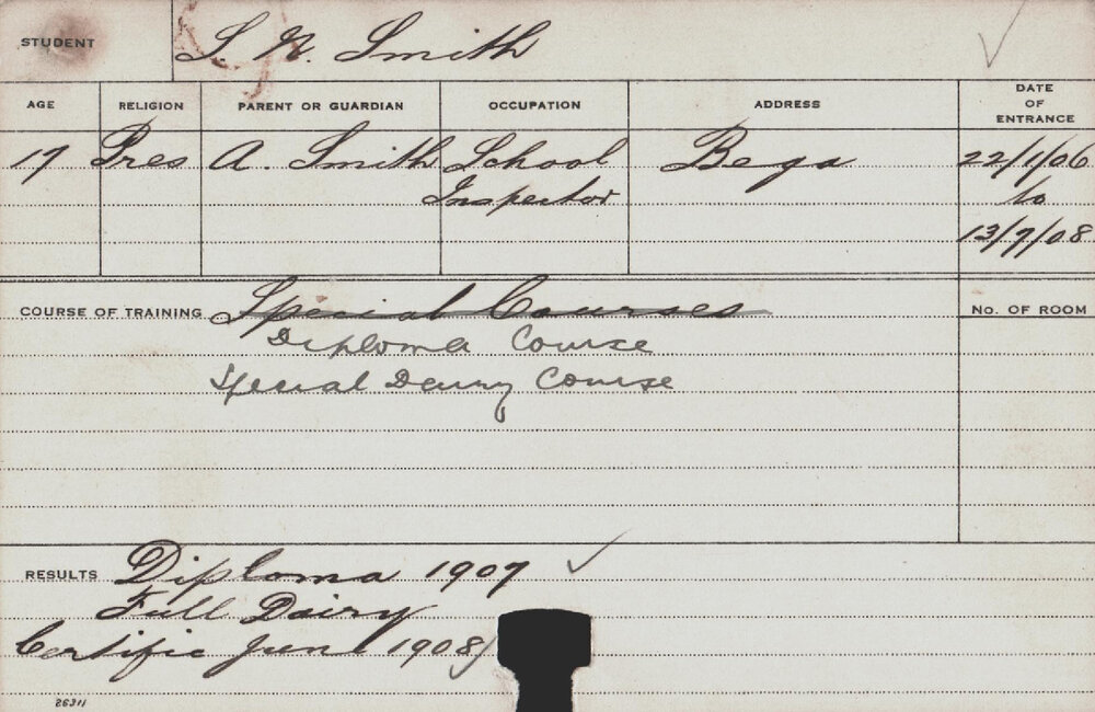 SMITH, SN (Diploma Course/ Special Dairy Course)