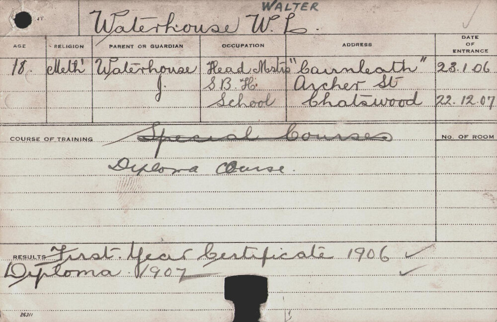 Waterhouse, Walter Lawry (Diploma Course)