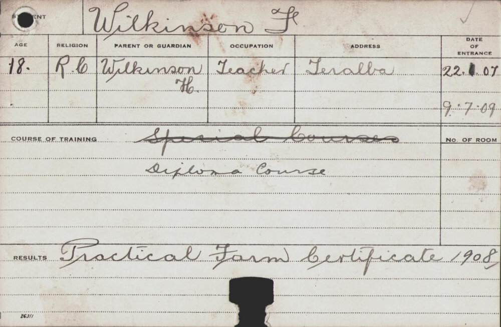 Wilkinson, Frank (Diploma Course)