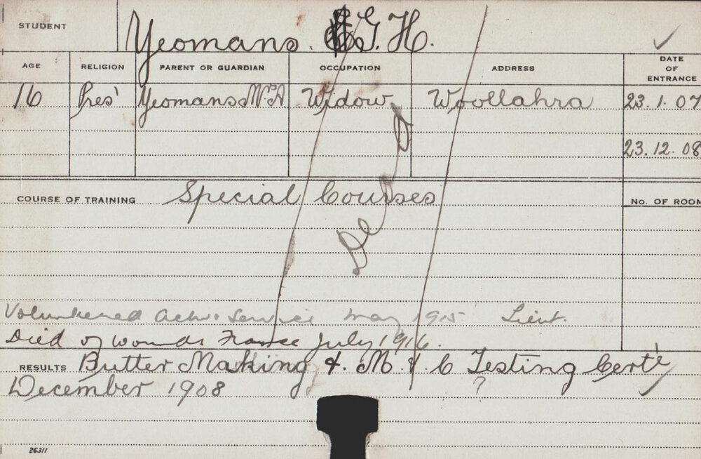 Yeomans, GH (Special Courses)