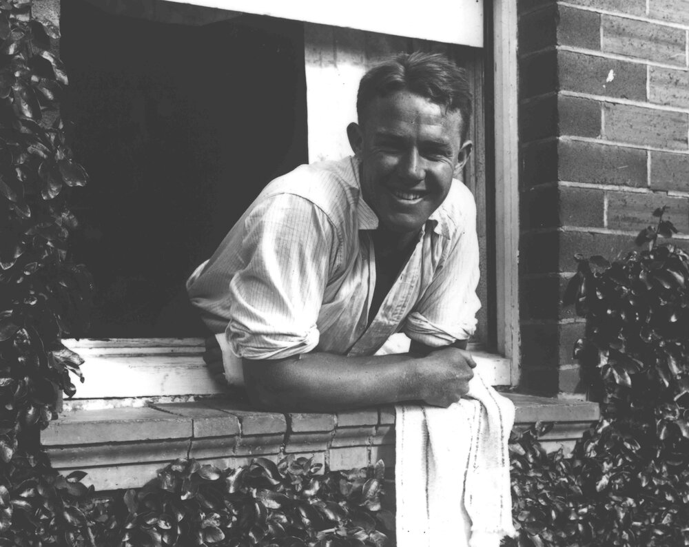 Student leaning out of window [Hawkesbury Agricultural College (HAC)]