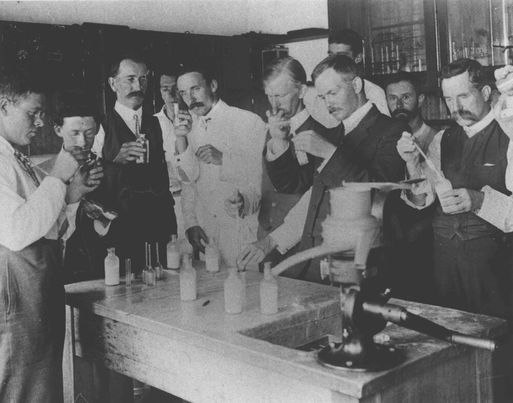 Chemical Laboratory (interior) - Butterfat testing (Babcock test) [Hawkesbury Agricultural College (HAC)]