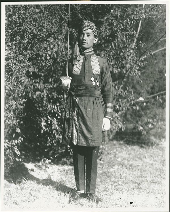 Possibly a student dressed up as an British Indian Army soldier for Empire Day [Hawkesbury Agricultural College (HAC)]