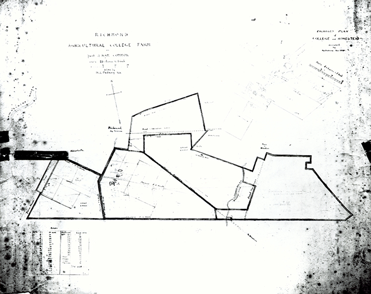 Map of the College within Ham Common - drawn by RL Pudney [Hawkesbury Agricultural College (HAC)]