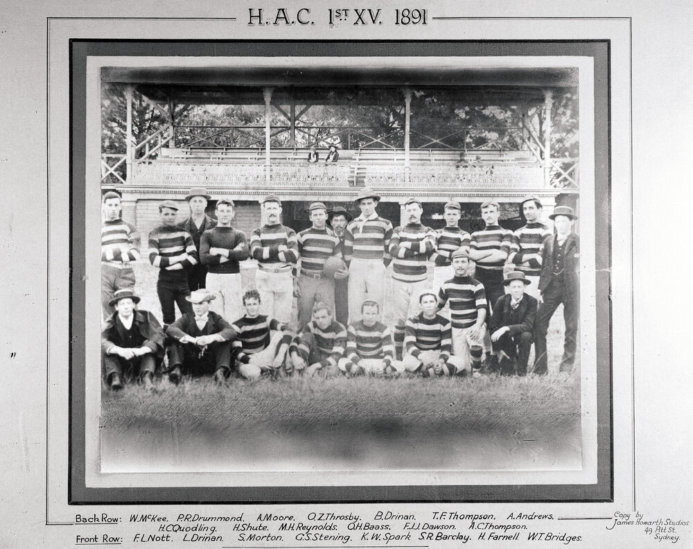 Football (Rugby Union) team - 1st XV, 1891 [Hawkesbury Agricultural College (HAC)]