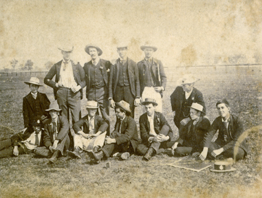 Diploma Class, 1892 - Sitting with a surveyors peg in the foreground [Hawkesbury Agricultural College (HAC)]