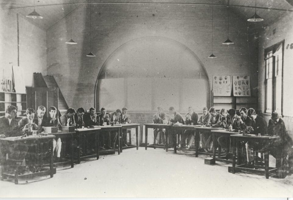 Biology Laboratory (Science Lecture Room) - Students at work [Hawkesbury Agricultural College (HAC)]