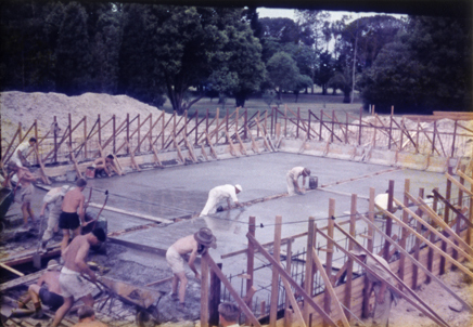 Olympic Swimming Pool Construction (print 05 of 18) - Students and staff laying concrete [Hawkesbury Agricultural College (HAC)]
